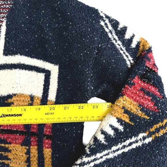 Davi & Dani Southwestern Knit Shawl Collar Cardigan, Size S – Navy Multi - Picture 8 of 12